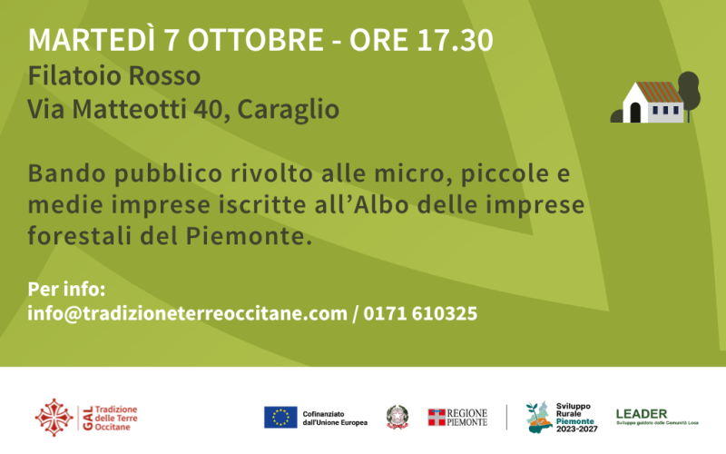 PRESENTAZIONE DEL BANDO SRD15 – INVESTIMENTI PRODUTTIVI FORESTALI