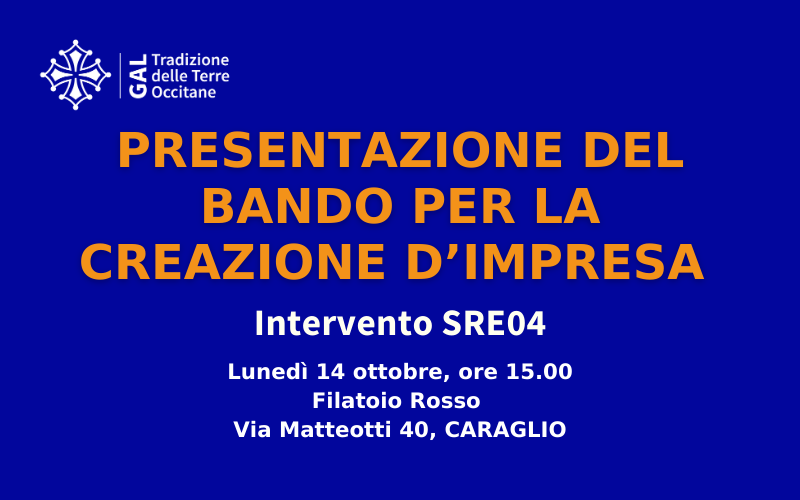 PRESENTAZIONE E REGISTRAZIONE INCONTRO BANDO “START-UP NON AGRICOLE” 14 OTTOBRE
