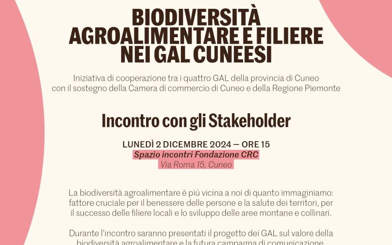BIODIVERSITÀ AGROALIMENTARE E FILIERE NEI GAL CUNEESI – 2 dicembre 2024